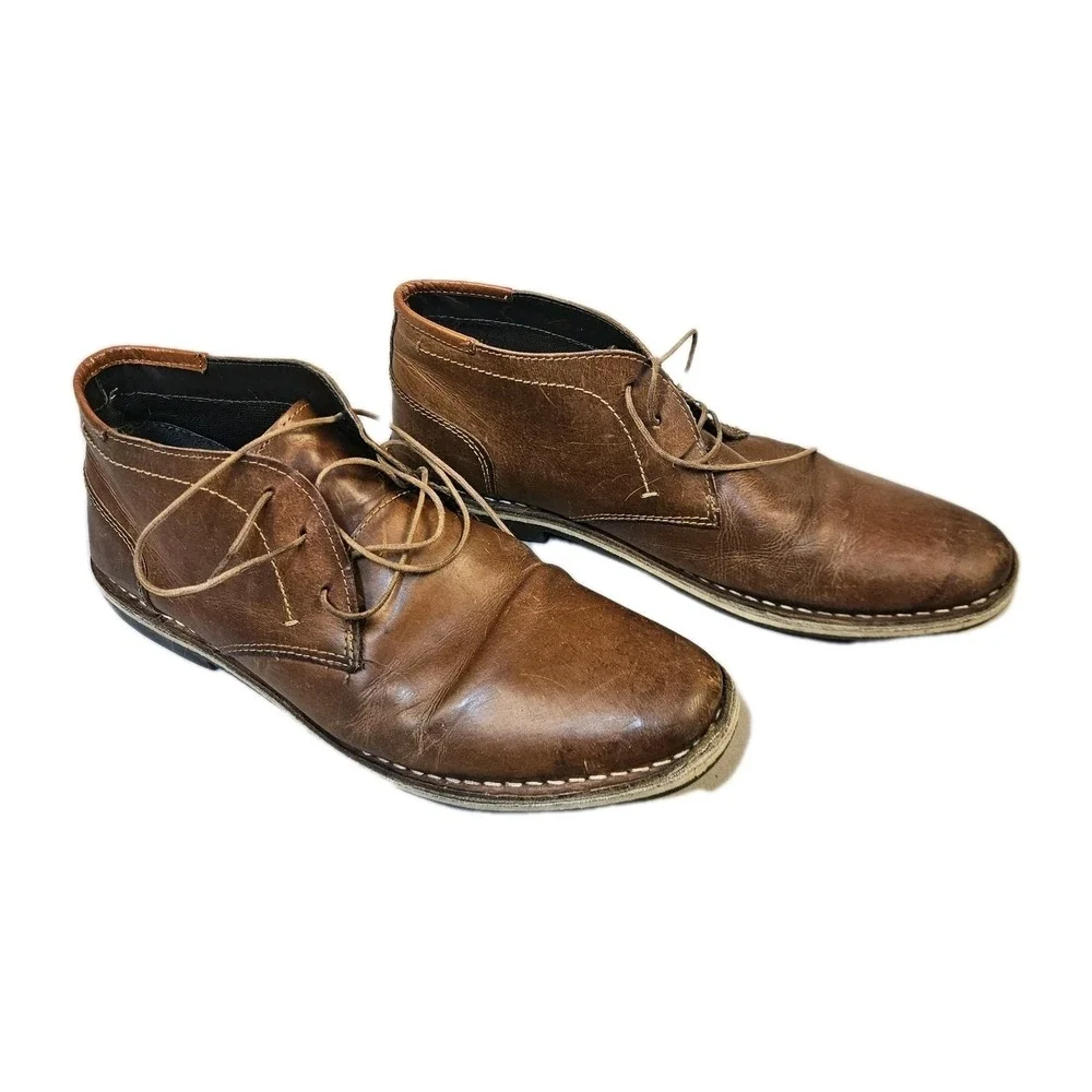 Steve Madden Harken Chukka Boots Mens 10.5 Cognac Brown Leather‎ Casual Boots